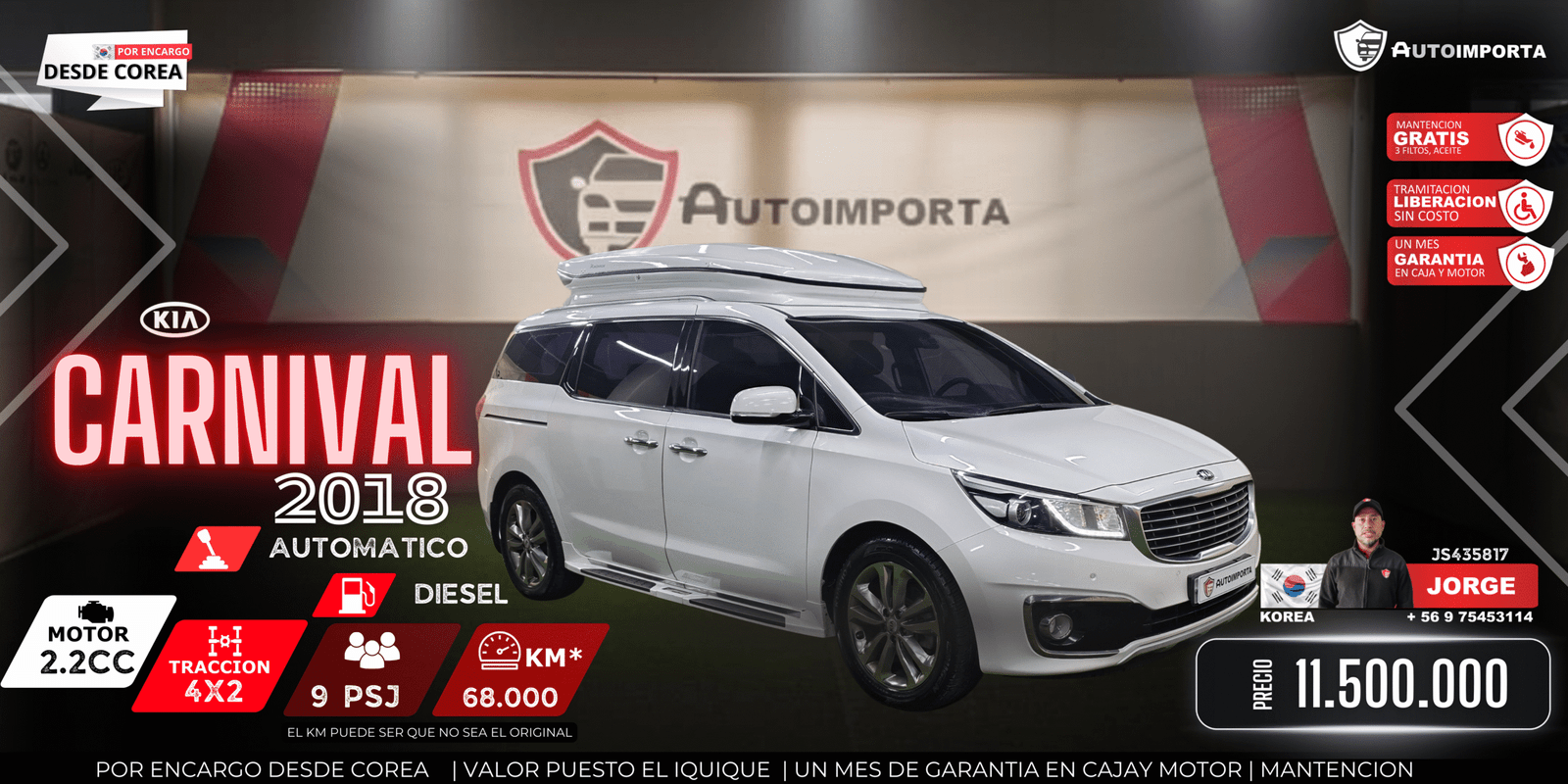 CARNIVAL 18 KIA CARNIVAL2018 FULL JS443753 - Imagen 1